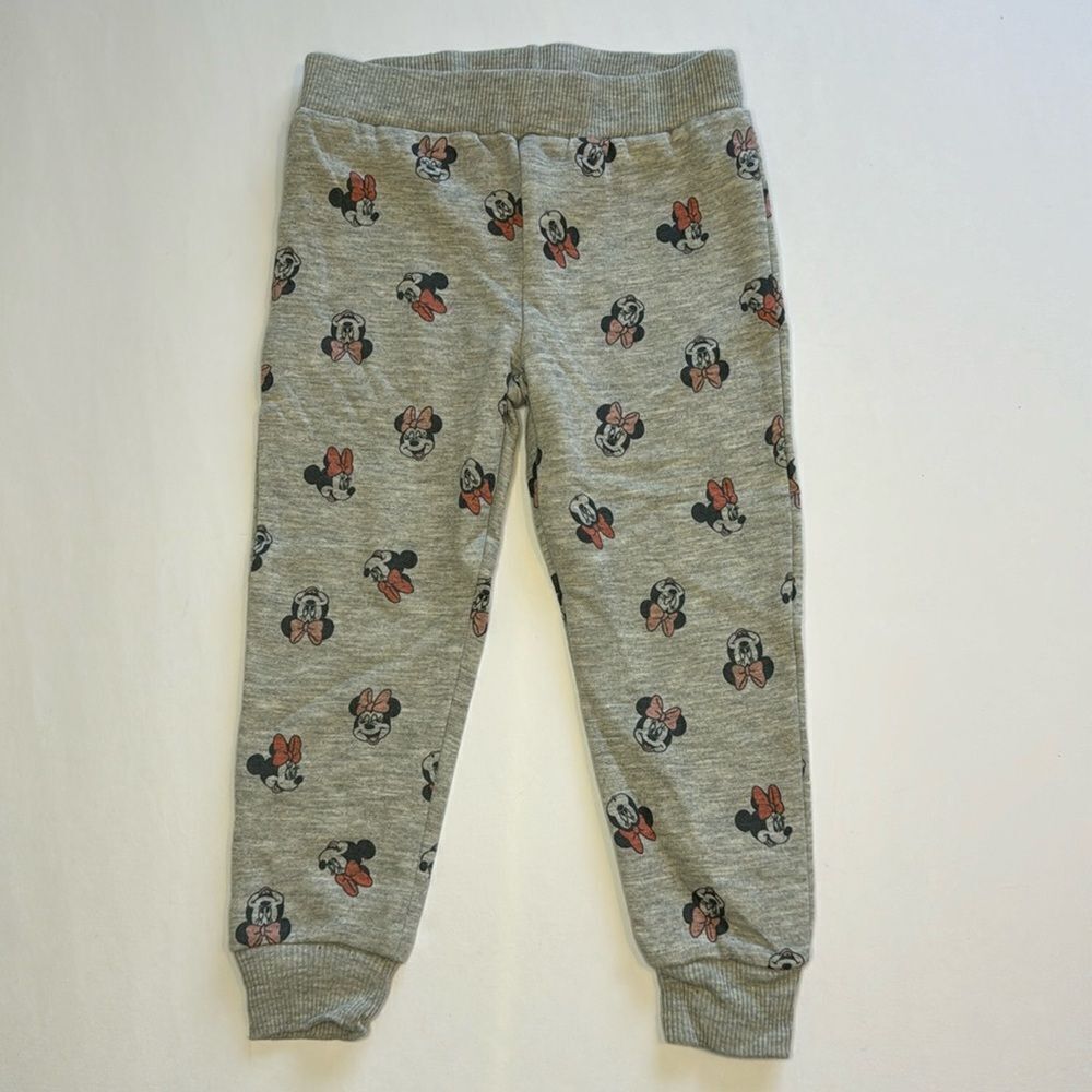 Disney Junior Kids Minnie Mouse Printed Grey Jogger Sweatpants Size 2T